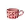 rice - Keramiek cappuccinokopje – Roze hand painted LOVE