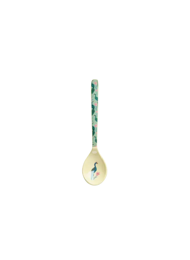 rice - Melamine theelepeltje - Groen peacock power print