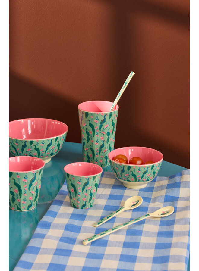 rice - Kleine melamine kom – Groen peacock power print