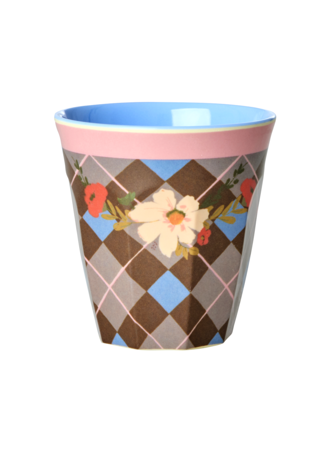 Medium melamine beker – Bruin gorgeous tile print