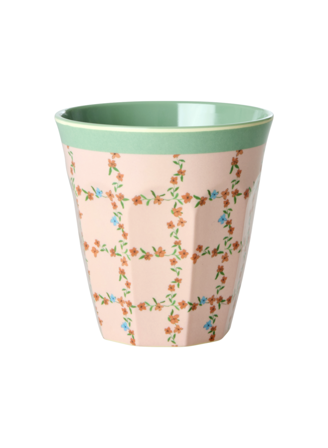 rice - Medium melamine beker – Cream checkered stencil print