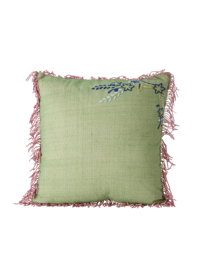 rice - Vierkant katoenen kussen – Zachtgroen