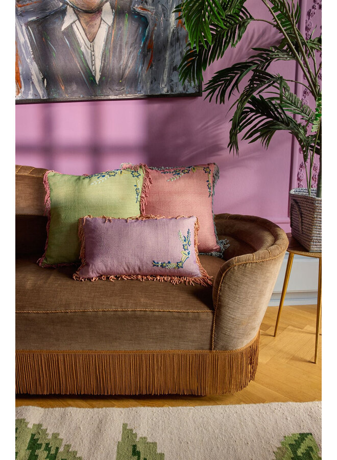 rice - Vierkant katoenen kussen – Zachtgroen