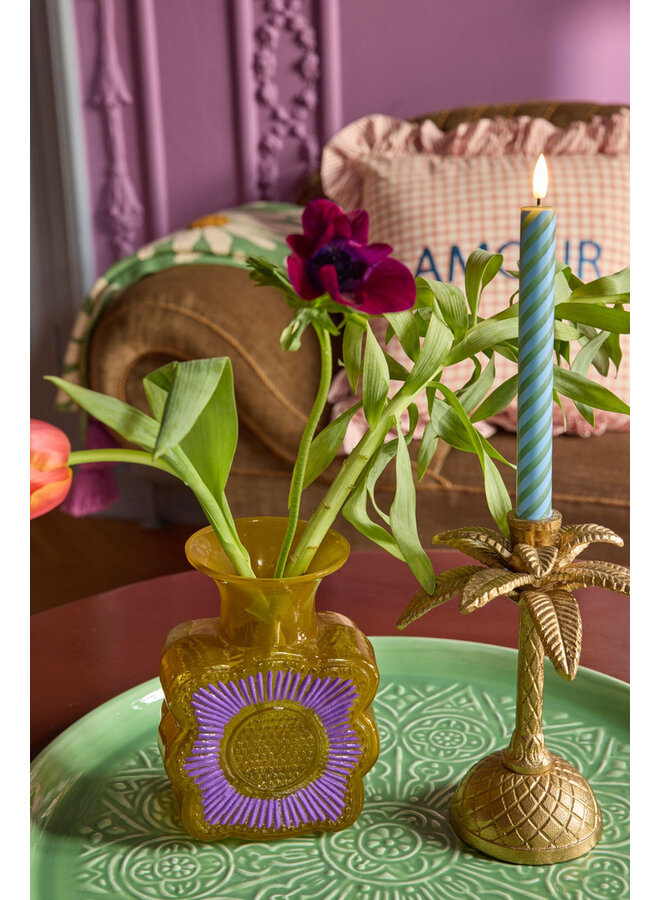 rice - Vierkante vaas glas – Geel/paars