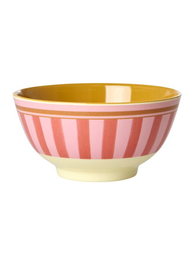Medium melamine kom – Roze organic stripes print
