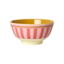 rice - Medium melamine kom – Roze organic stripes print