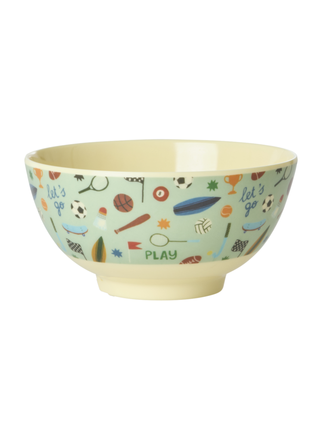 Medium melamine kom – Zachtgroen sports print
