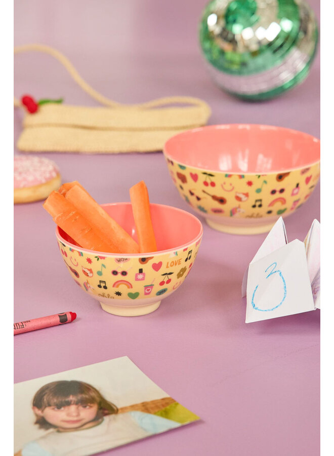 rice - Medium melamine kom – Zachtgeel unicorn love print