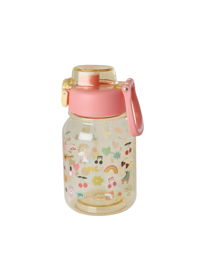 rice - Tritan drinkfles – Zachtgeel unicorn love print