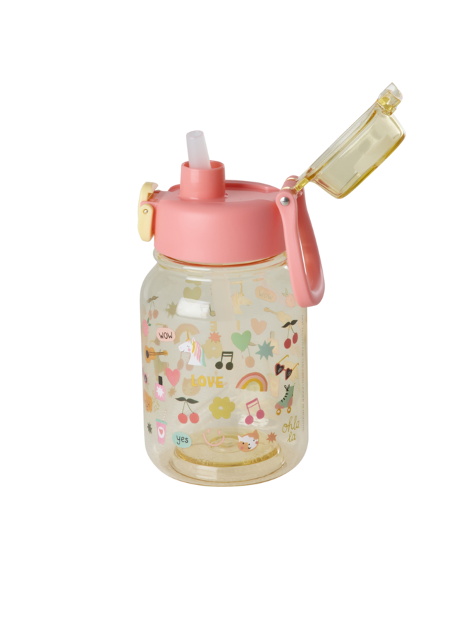 rice - Tritan drinkfles – Zachtgeel unicorn love print