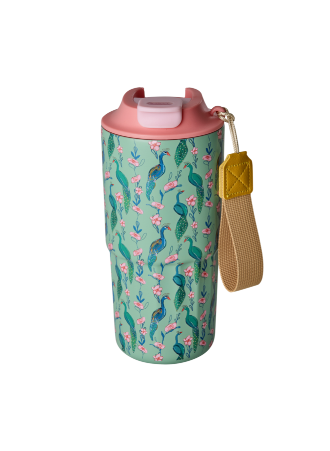 rice - Thermobeker roestvrij staal – Groen peacock print