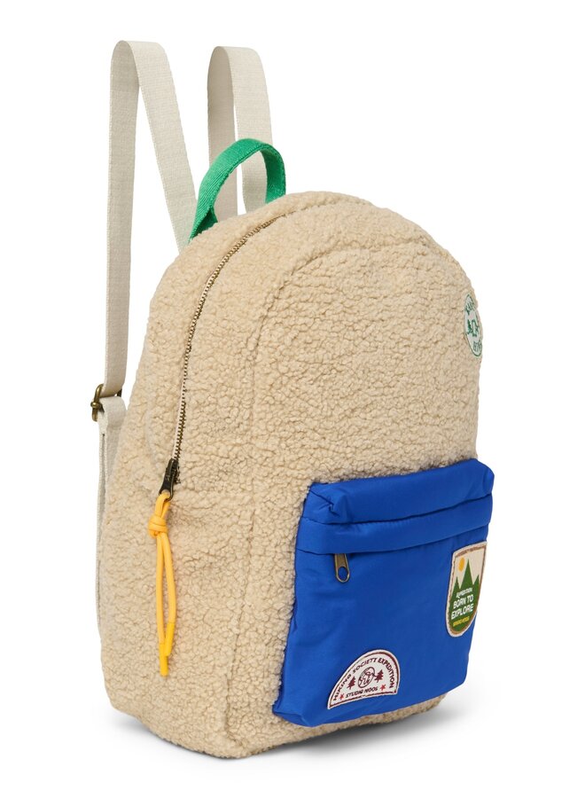 Studio Noos - Teddy midi backpack - Ecru/Cobalt