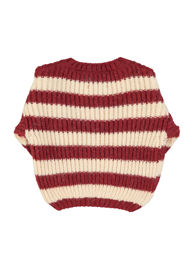 Piupiuchick - Knitted sweater - Bordeaux & light pink stripes