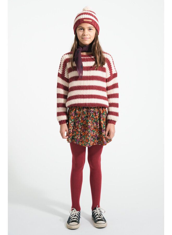 Piupiuchick - Knitted sweater - Bordeaux & light pink stripes