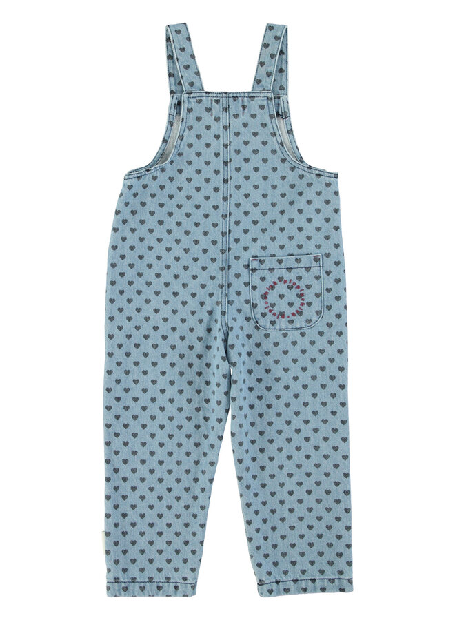 Piupiuchick - Dungarees - Washed blue denim w/ black hearts