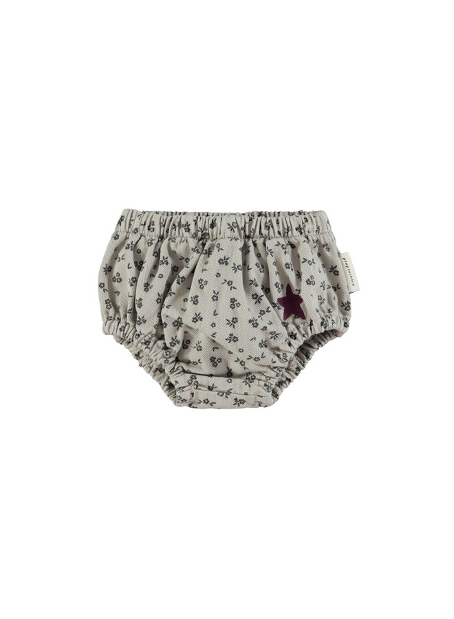 Baby shorties - Light grey w/ black flowers