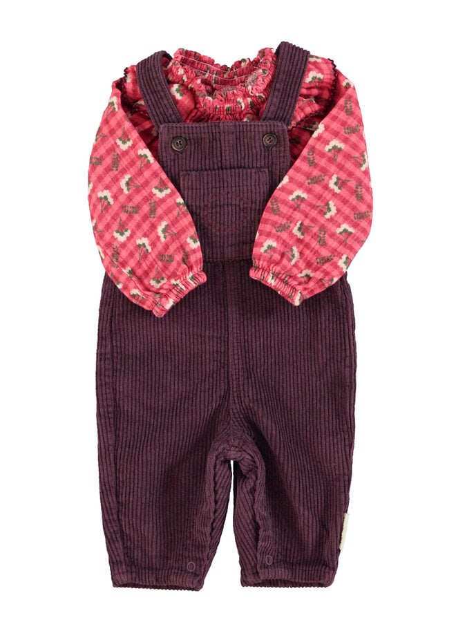 Piupiuchick - Baby dungarees - Aubergine corduroy