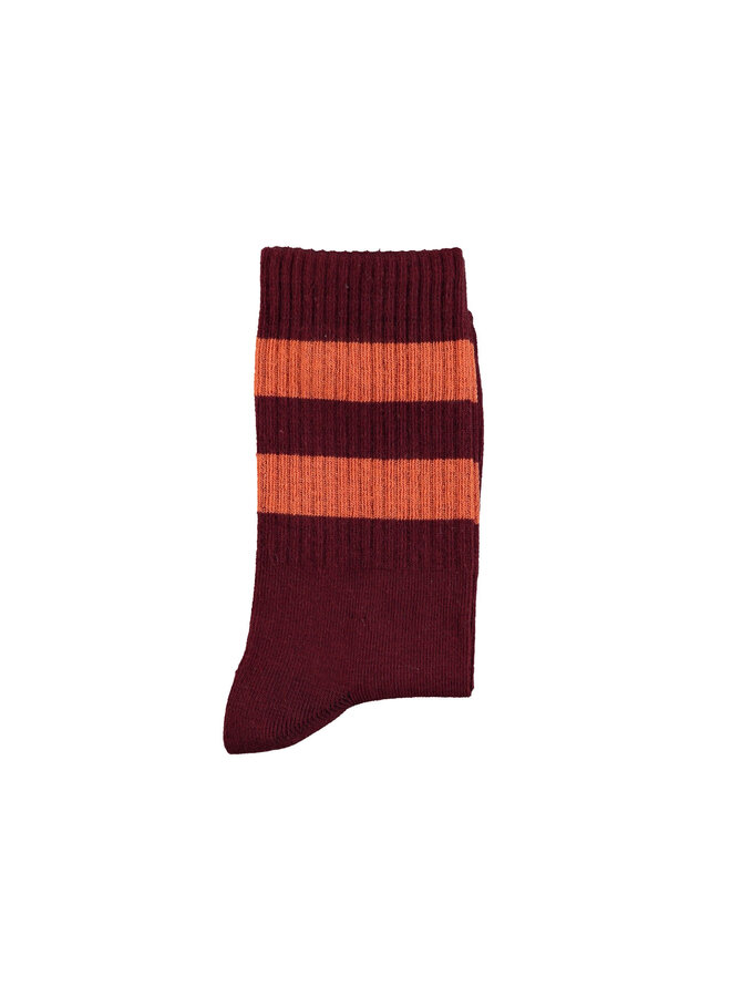 Piupiuchick - Socks - Bordeaux w/ orange stripes