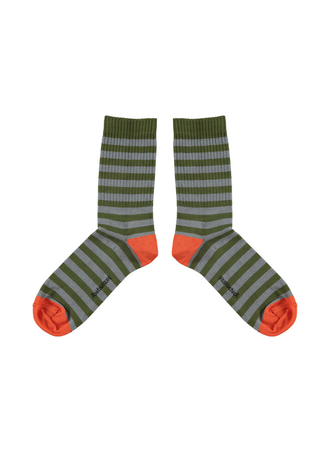 Short socks - Green & blue stripes