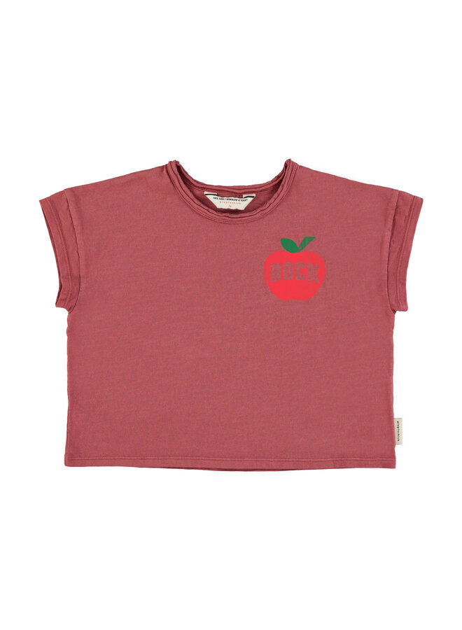 T-shirt - Bordeaux w/ apple print