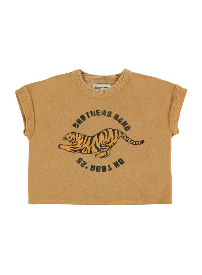 Terry cotton t-shirt - Mustard w/ tiger print