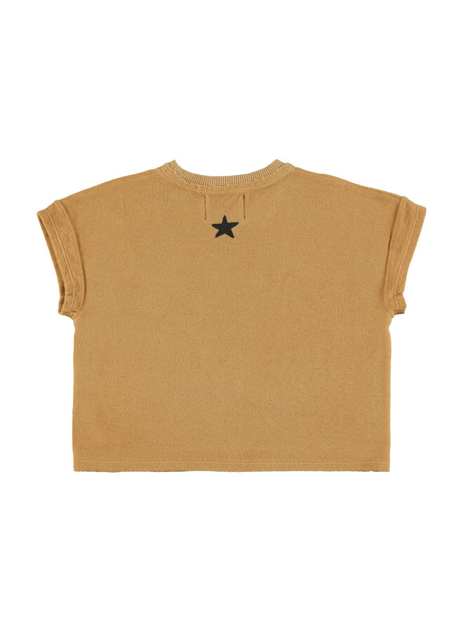 Piupiuchick - Terry cotton t-shirt - Mustard w/ tiger print