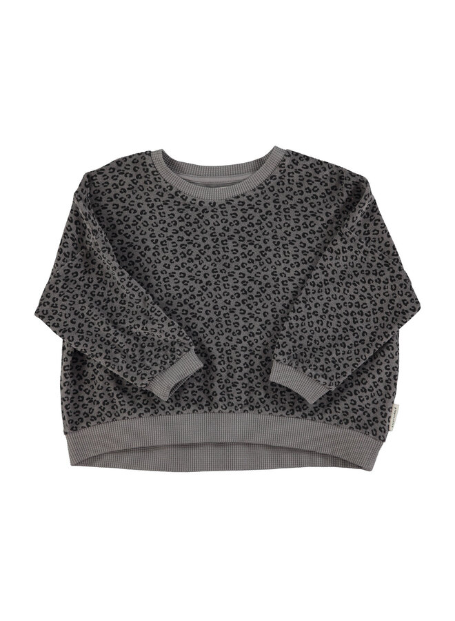 Piupiuchick - Terry cotton sweatshirt - Grey w/ animal print