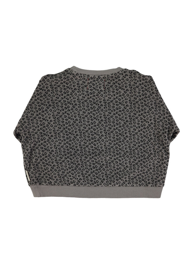Piupiuchick - Terry cotton sweatshirt - Grey w/ animal print