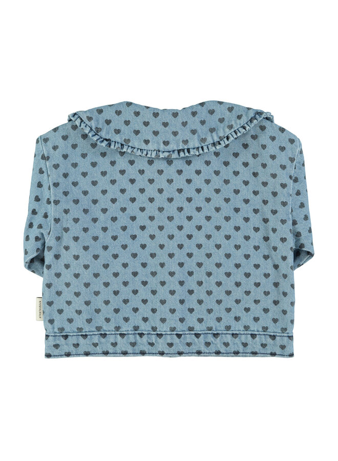 Piupiuchick - Jacket - Washed blue denim w/ black hearts