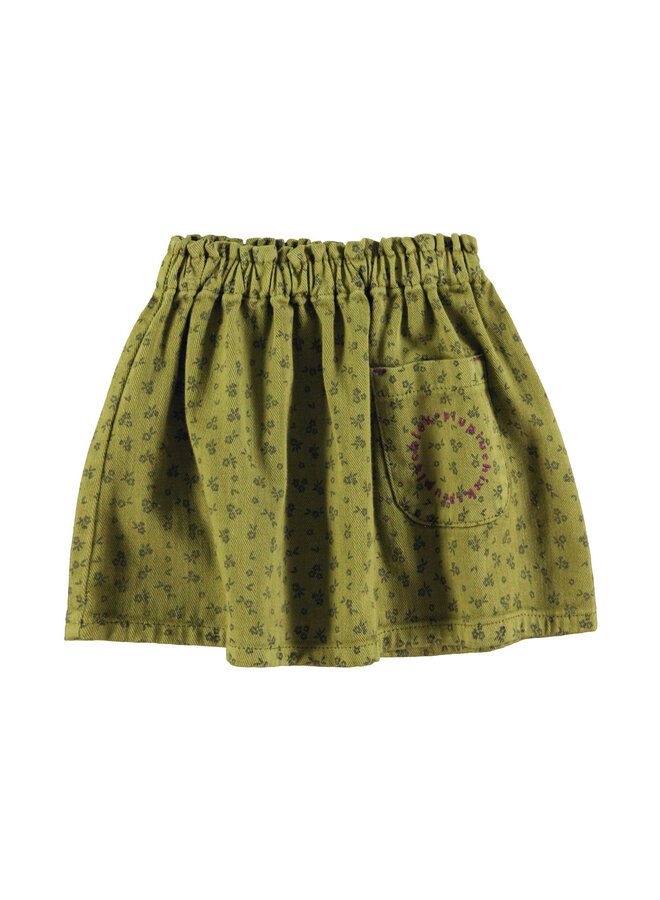 Short skirt - Khaki w/ black flowers