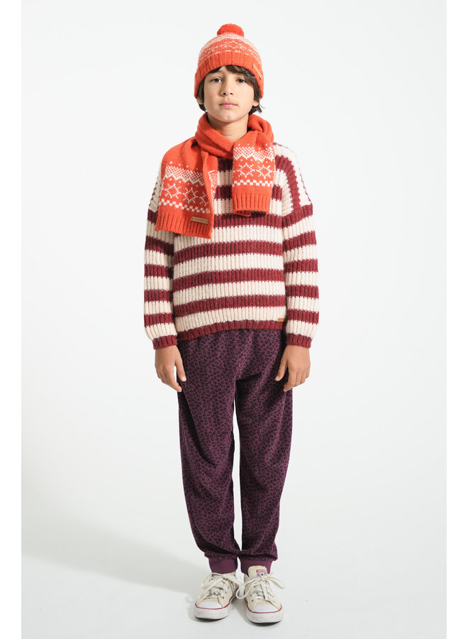 Piupiuchick - Knitted sweater - Bordeaux & light pink stripes