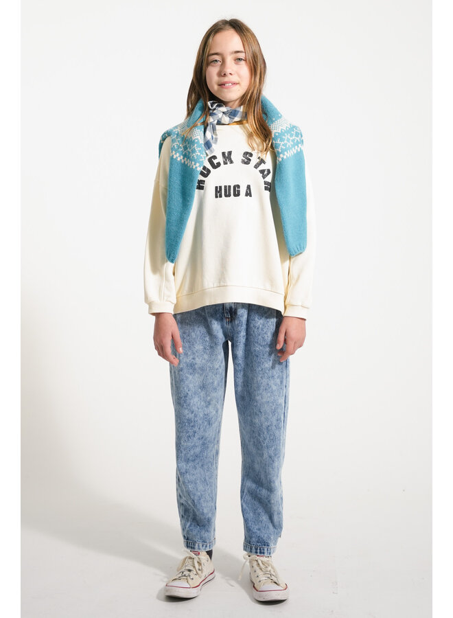 Piupiuchick - Sweatshirt - Ecru w/ "rock star" print