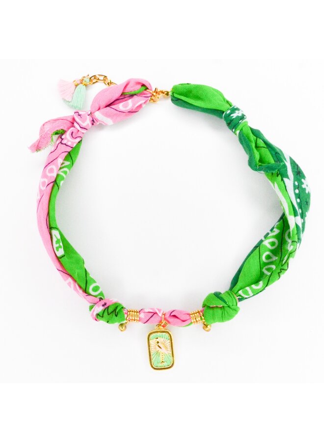 Bandana ketting – Roze/Groen