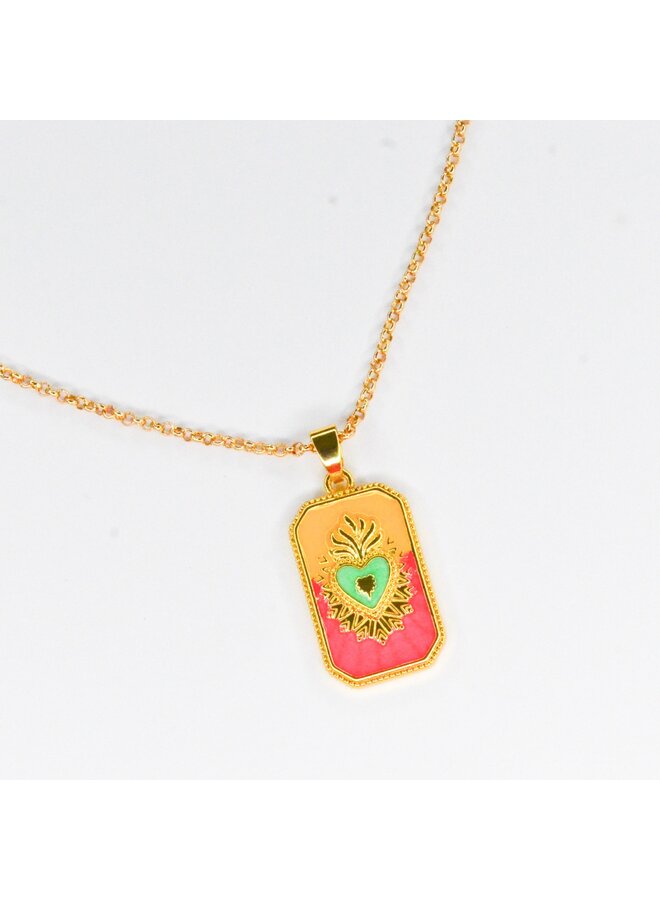 Ketting bedel – Hart tweekleurig