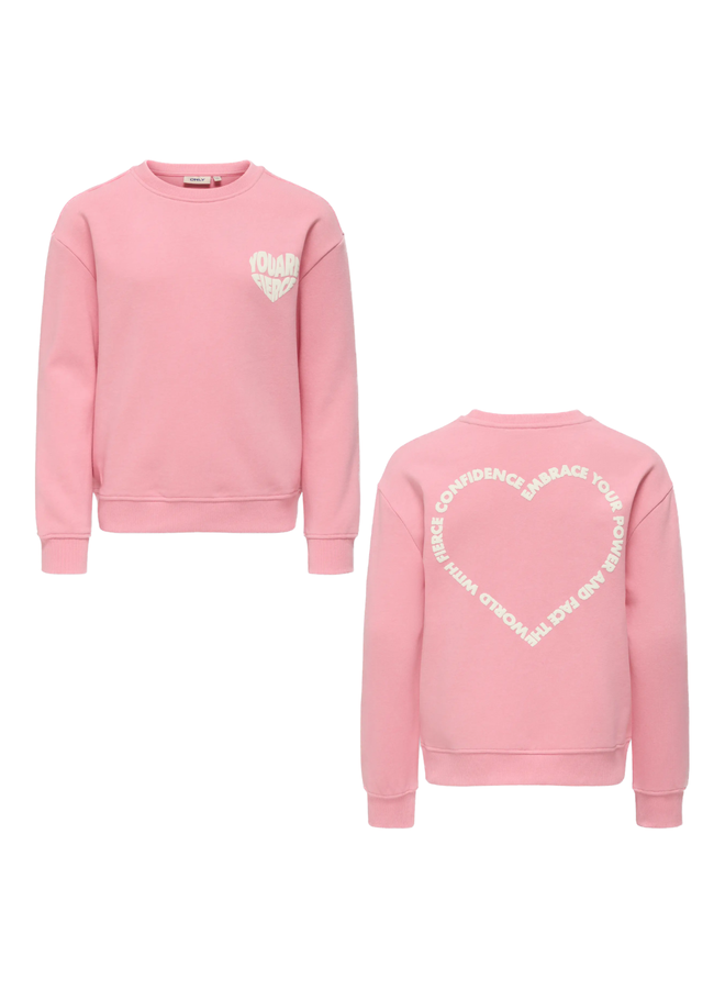 Kids Only - Ditte longsleeve heart sweater – Sea pink fierce