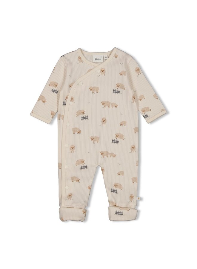 Pak omslagvoet rib AOP - Sleepy Sheepy - Creme