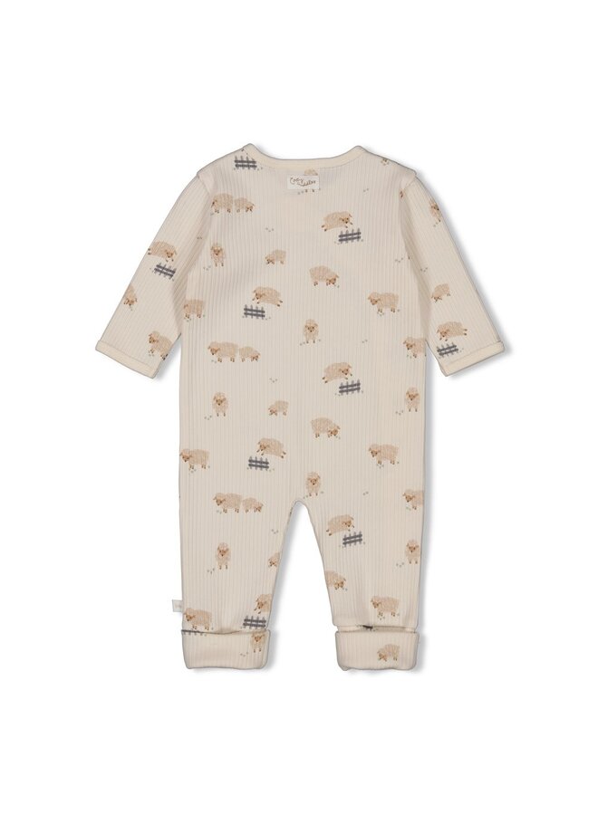Feetje - Pak omslagvoet rib AOP - Sleepy Sheepy - Creme