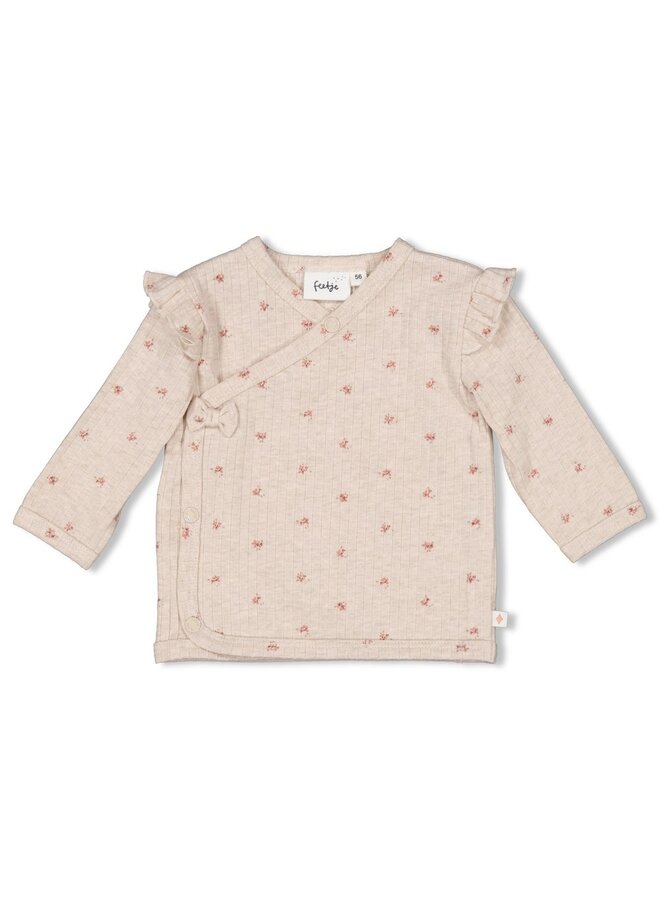 Overslagshirt rib AOP - Morning Sun - Taupe melange