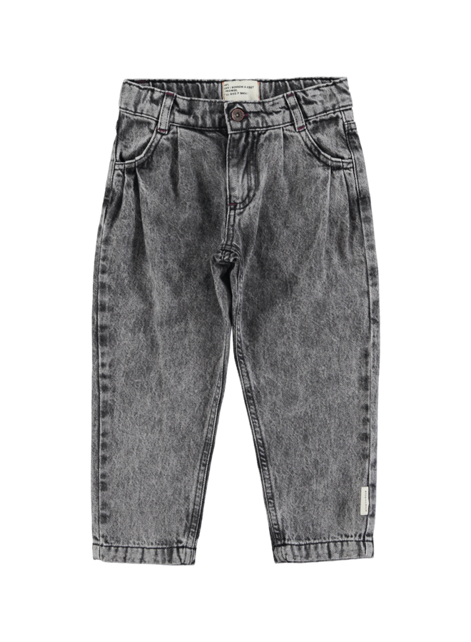 Mom fit trousers - Washed black denim