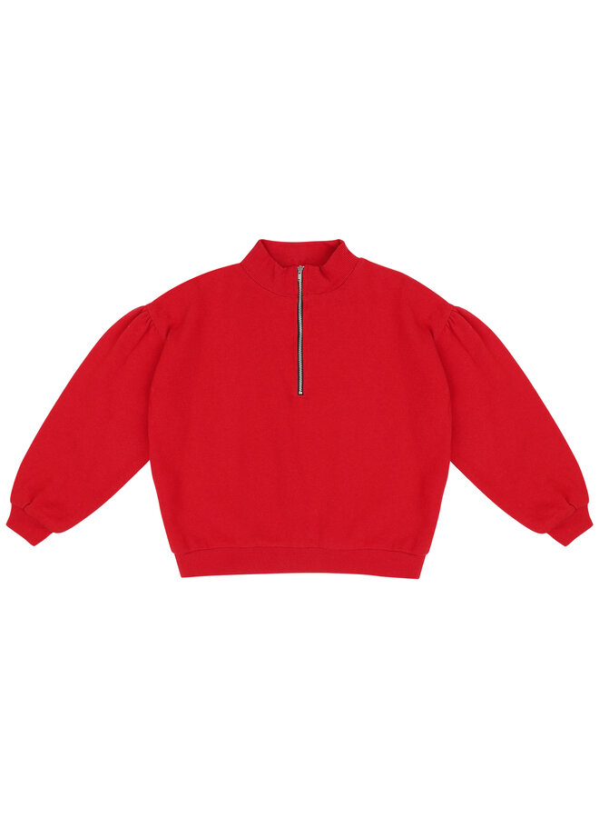 Zoe zip sweater – Heart red