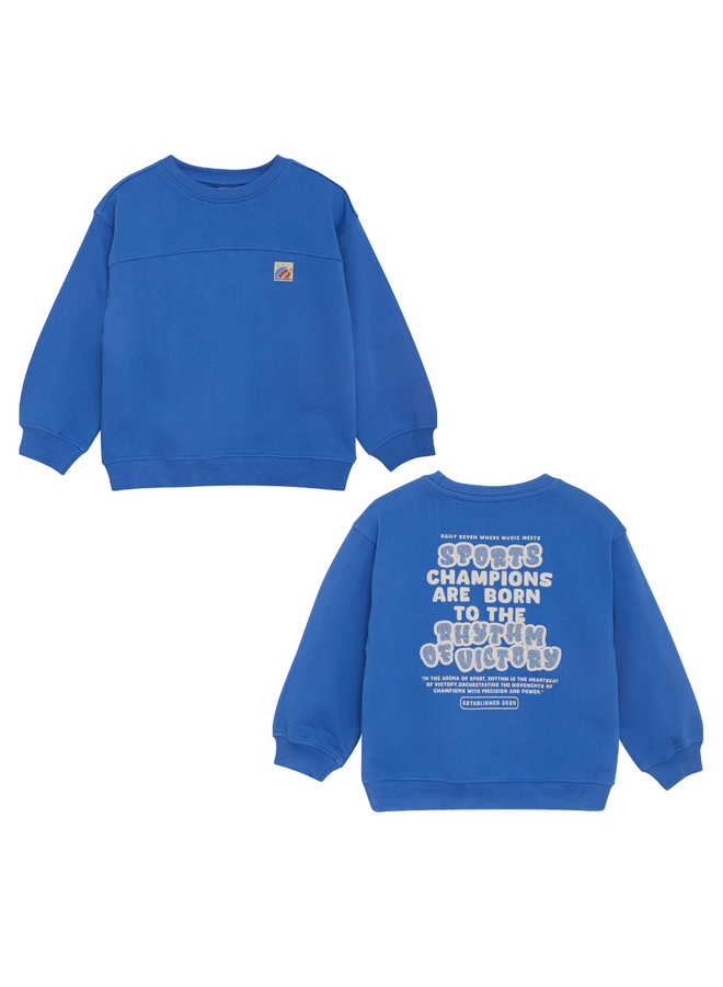 Daily7 - Oversized sweater textprint - Dusty kobalt