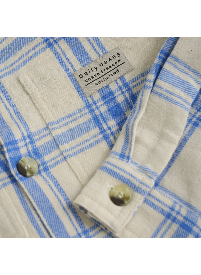 Daily7 - Shirt check print - Dusty kobalt