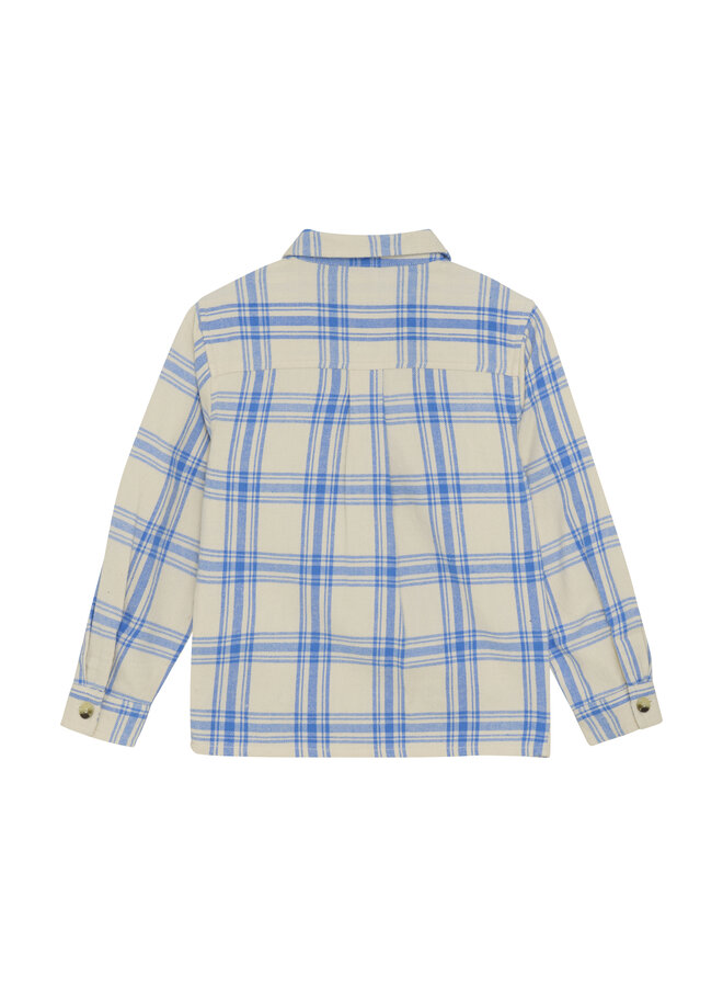 Daily7 - Shirt check print - Dusty kobalt