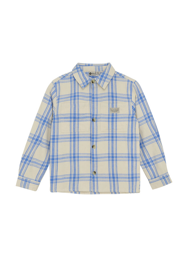 Shirt check print - Dusty kobalt