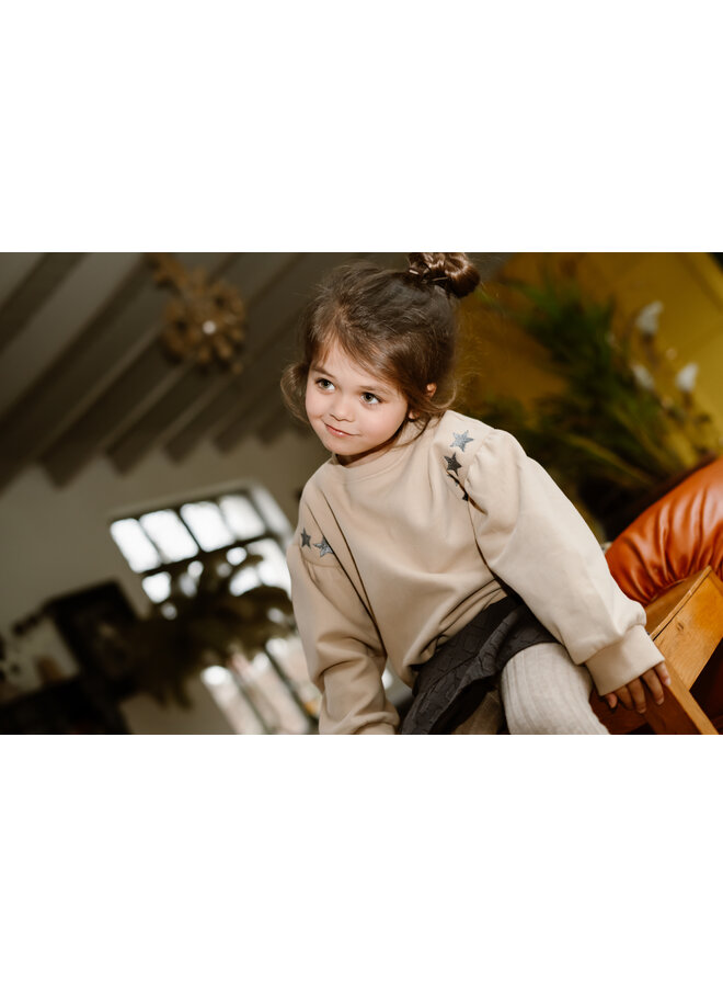 Daily7 - Sweater embroidery sleeve - Latte sand