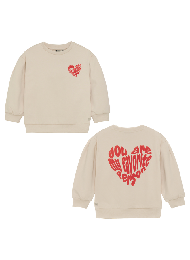 Sweater brushed backprint - Sandshell