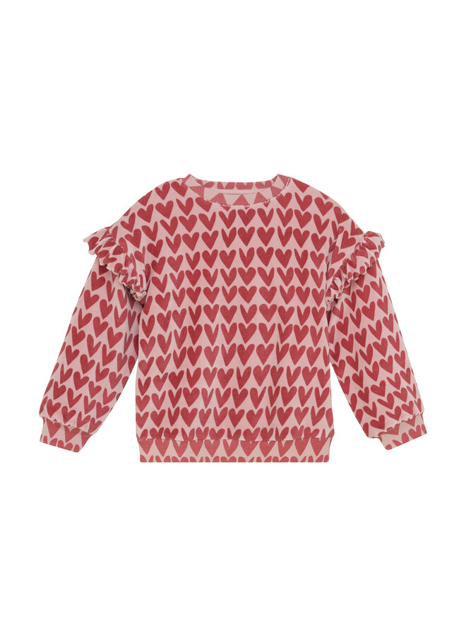 Sweater heart print - Pale mauve