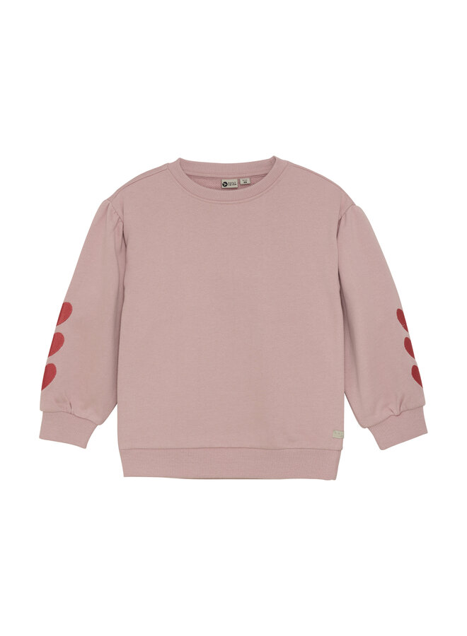 Sweater heart embroidery - Pale mauve
