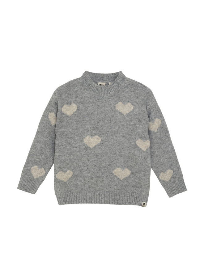 Daily7 - Knitted sweater heart - Medium grey melange