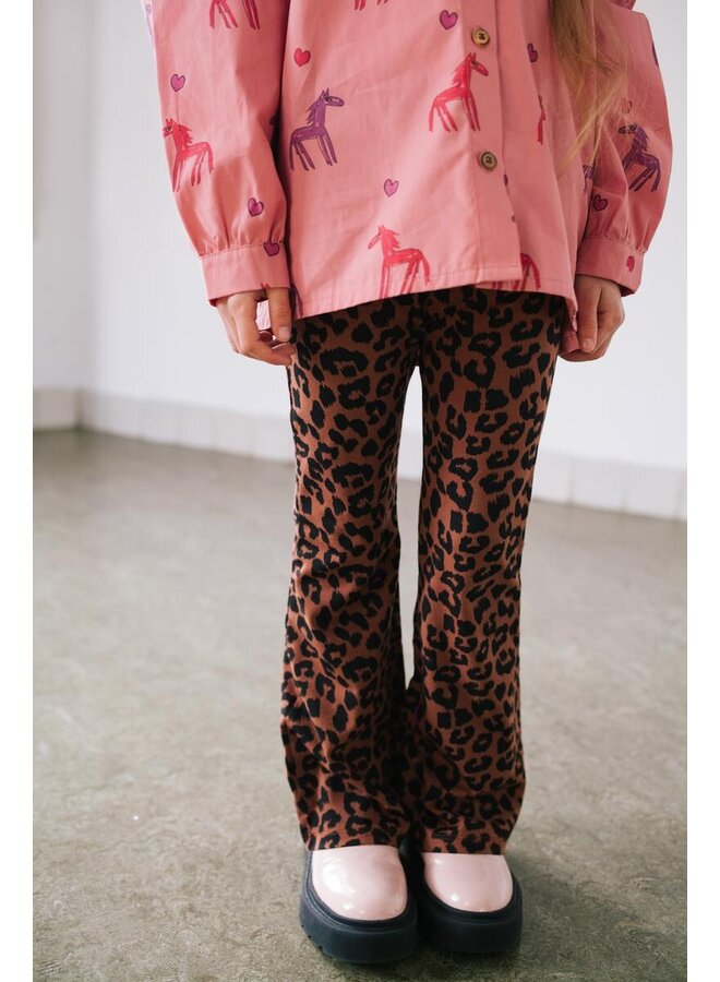 Daily Brat - Leopard flared pants – Hickory brown